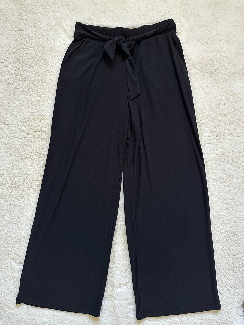 Philosophy Black Wide-Leg Tie-Waist Pants S